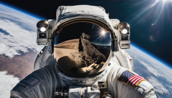 The charm of a spacecraft in a bold sunlight