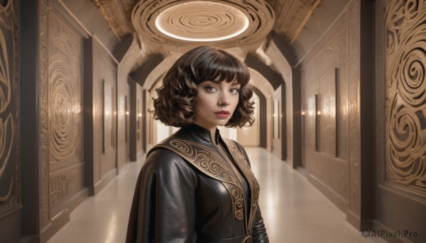 A female surrounded by a captivating dynamic scene
