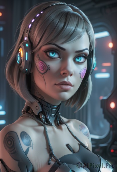 A glimpse of a cyborg in a picturesque dynamic scene