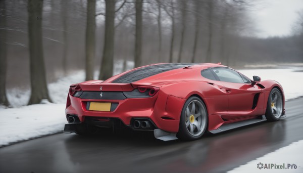 A glimpse of a motor vehicle in a picturesque snowy outdoors