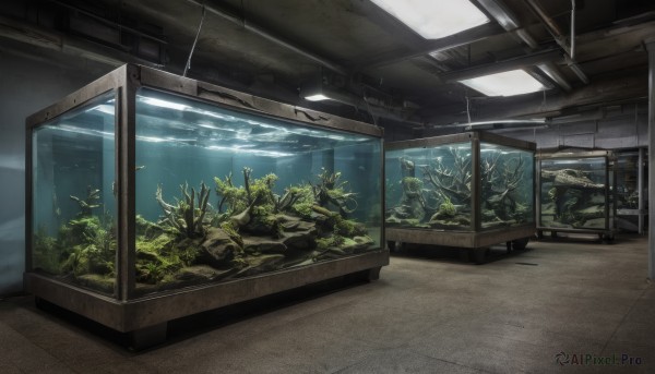 indoors,water,no humans,window,plant,scenery,fish,underwater,sunlight,light rays,light,sunbeam,ceiling,ceiling light,coral,aquarium,seaweed