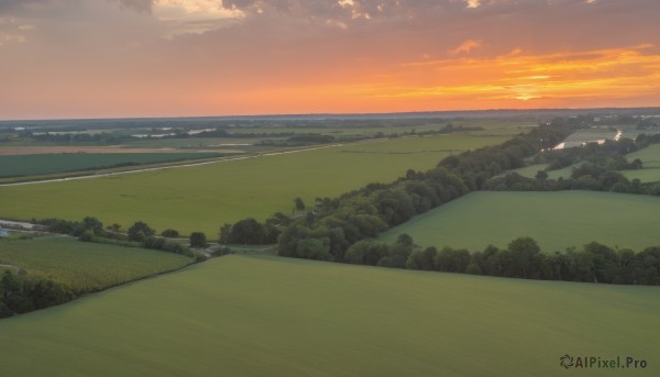 outdoors,sky,cloud,water,tree,no humans,ocean,cloudy sky,grass,nature,scenery,forest,sunset,mountain,horizon,road,field,river,evening,landscape,gradient sky,shore,orange sky,hill,beach,bush,green theme,path