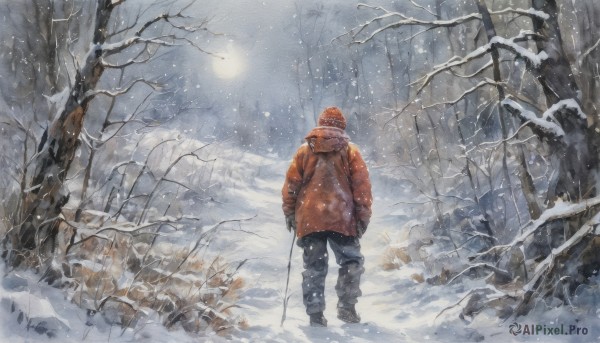 A male captured in a enchanting snowy outdoors