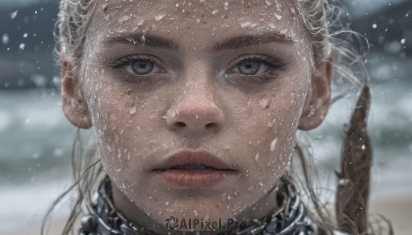 The wonder of a female in a picturesque snowy snow