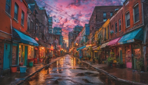 A street amidst a calm sunset outdoors