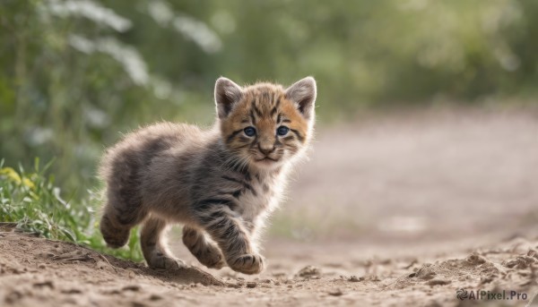A cat surrounded by a lush day