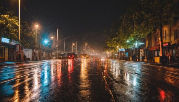 A motor vehicle set against the backdrop of a serene rainy outdoors