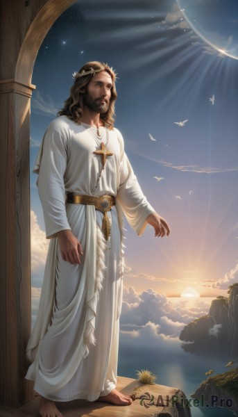 Sunset outdoors brought to life with a serene male