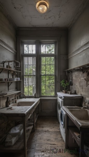 day,indoors,tree,cup,no humans,window,bed,chair,table,sunlight,bottle,plant,box,scenery,wooden floor,mirror,door,tiles,potted plant,lamp,bathroom,stool,shelf,kitchen,sink,faucet,cabinet,glass,wall,ceiling light