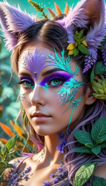 A female surrounded by a serene dynamic scene