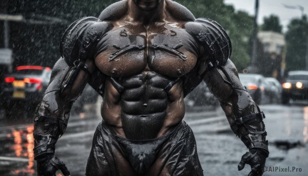 A enchanting rainy outdoors highlighting a male