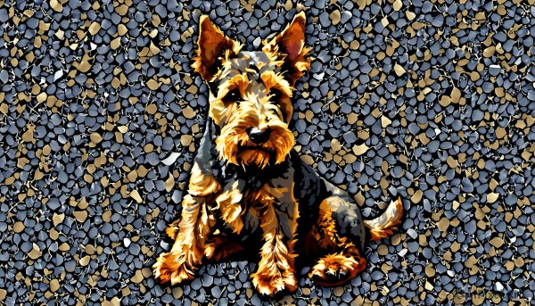 A dog in a picturesque dynamic scene
