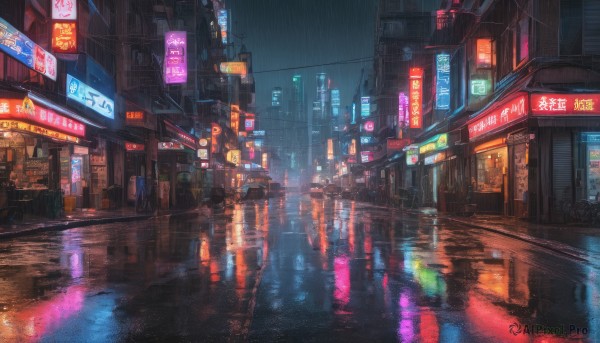 The serene presence of a street in a peaceful rainy outdoors