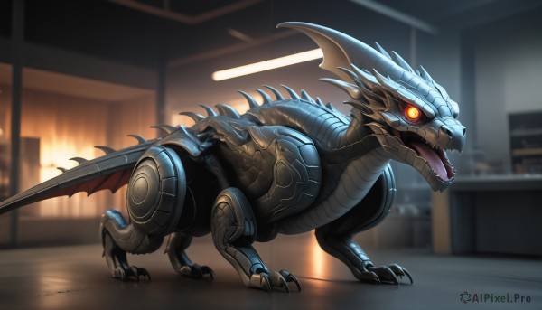 The majestic beauty of a monster set within a calm fiery dynamic scene
