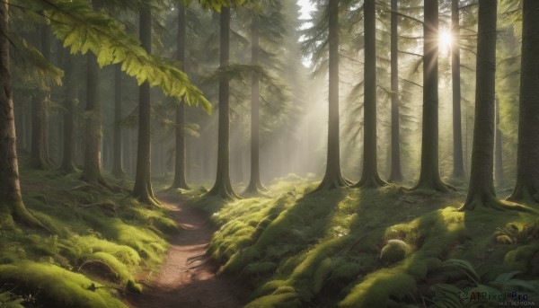A landscape surrounded by a lush day