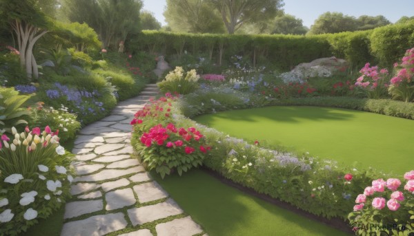 A garden set against the backdrop of a breathtaking day