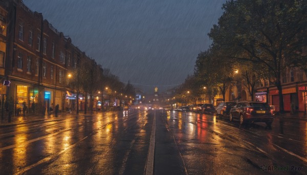The elegance of a motor vehicle in a idyllic rainy outdoors