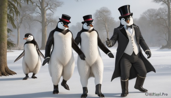 Snowy day brought to life with a dynamic male
