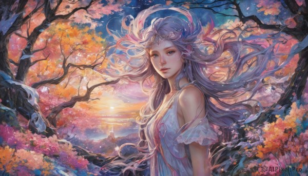 A captivating female within sunset outdoors
