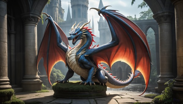 A dragon showcased in a vivid day