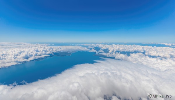 monochrome,outdoors,sky,day,cloud,water,blue sky,no humans,ocean,nature,scenery,blue theme,city,horizon,cityscape,river,landscape,greyscale