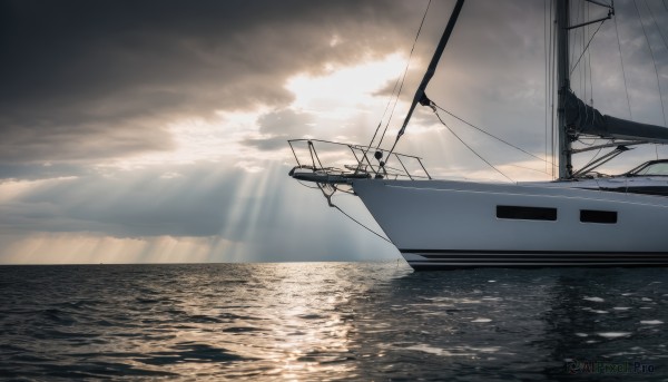 A boat set against the backdrop of a serene sunset day
