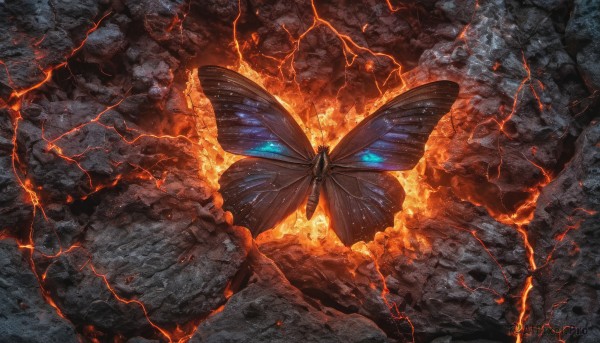 The charm of a butterfly in a tranquil rock