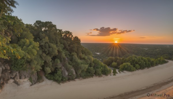 The serene presence of a landscape in a peaceful sunset outdoors