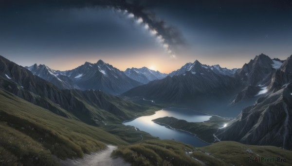 A striking sunset outdoors featuring the elegance of a landscape