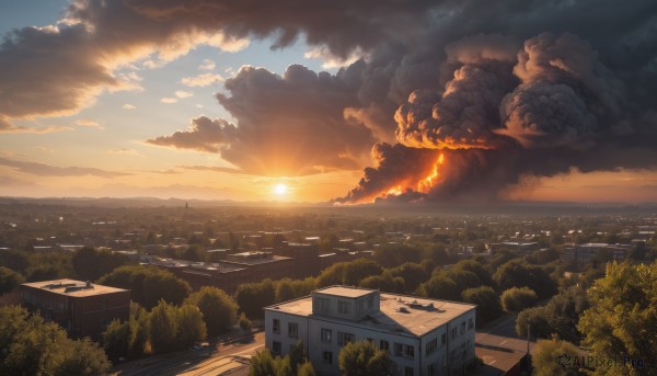 A breathtaking view of a landscape in sunset outdoors