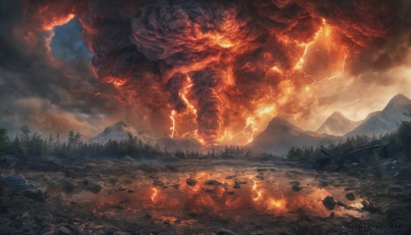A inspiring monster within fiery outdoors