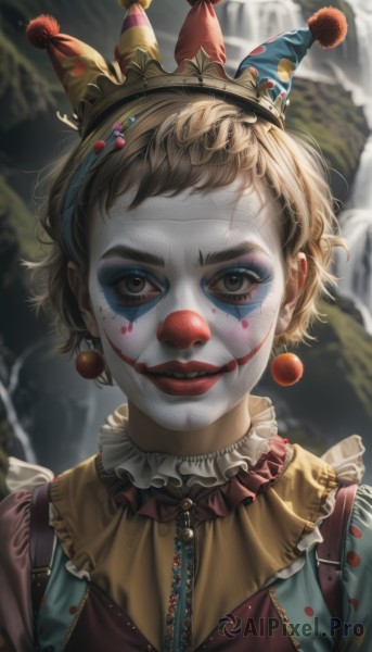 The serene presence of a clown in a breathtaking outdoors