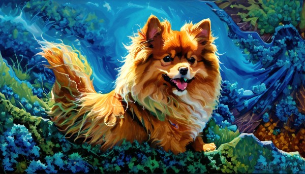 A tranquil view of a dog in outdoors