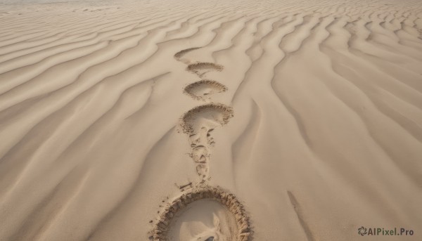 solo,monochrome,water,no humans,traditional media,scenery,sepia,surreal,brown theme,outdoors,from above,close-up,sand,desert