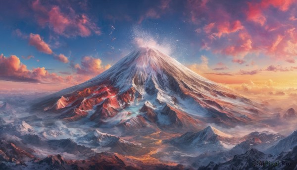 A majestic image of a landscape in sunset outdoors