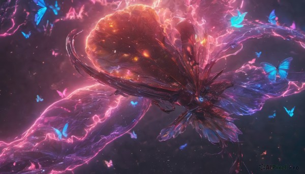 The wonder of a butterfly in a peaceful dynamic scene