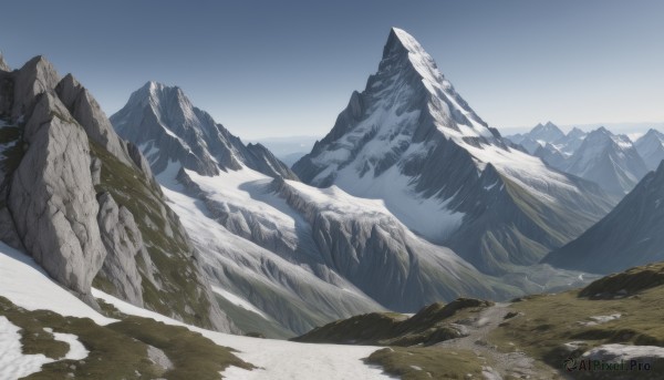 A landscape showcased in a bold snowy day