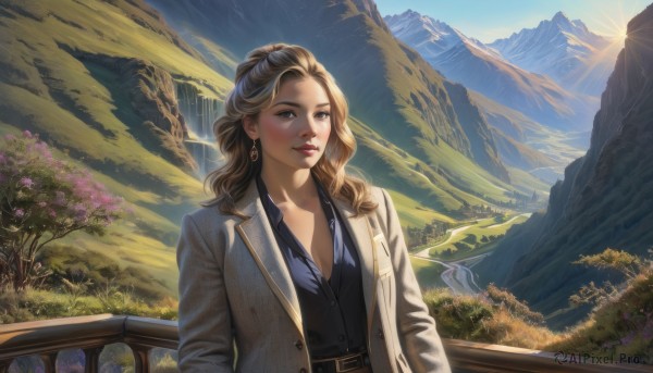 A female in a picturesque day