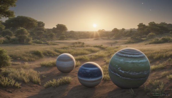 The beauty of a landscape set in a calm sunset outdoors