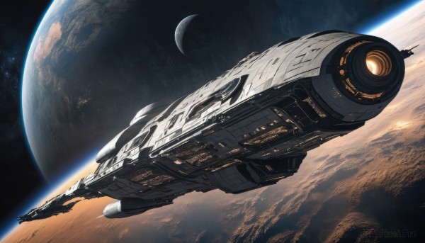 A spacecraft framed by the beauty of a calm scenery