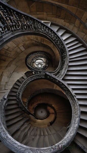 looking at viewer,indoors,no humans,from above,scenery,reflection,wooden floor,stairs,fantasy,gears,arch,eye focus,solo,weapon,sword,shadow,still life