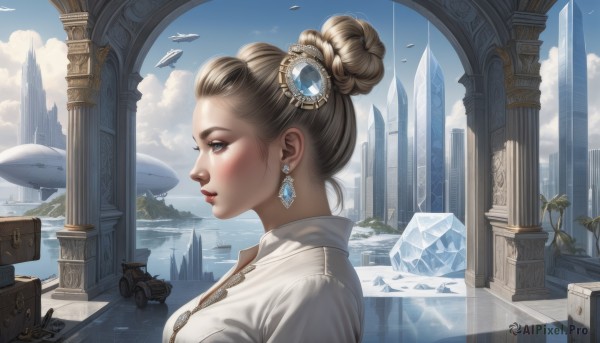A glimpse of a female in a picturesque day