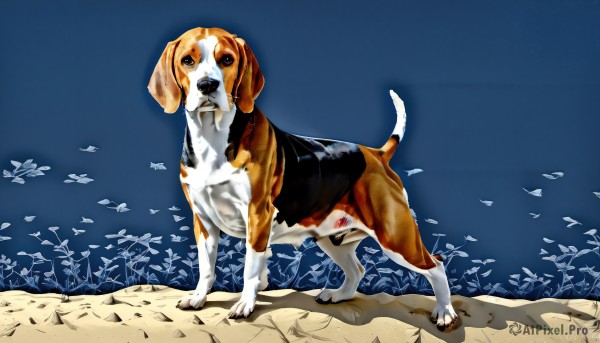 A dog framed by the beauty of a calm dynamic scene