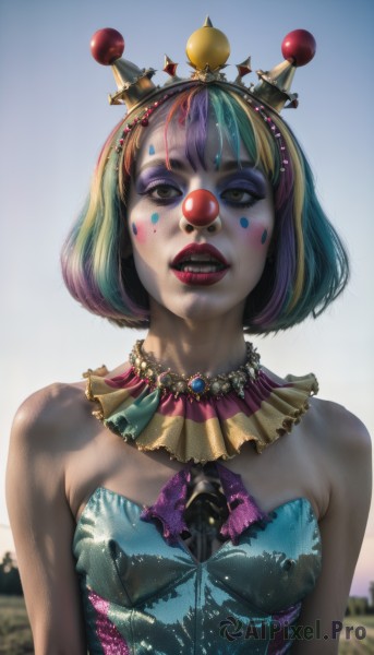 A graceful view of a clown in day