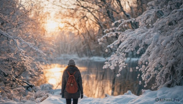 A ethereal snowy outdoors featuring a male