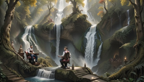A vivid outdoors showcasing a waterfall