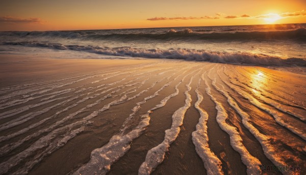 A vivid sunset outdoors showcasing a unique subject