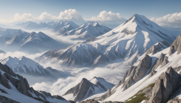 The charm of a landscape in a scenic snowy day
