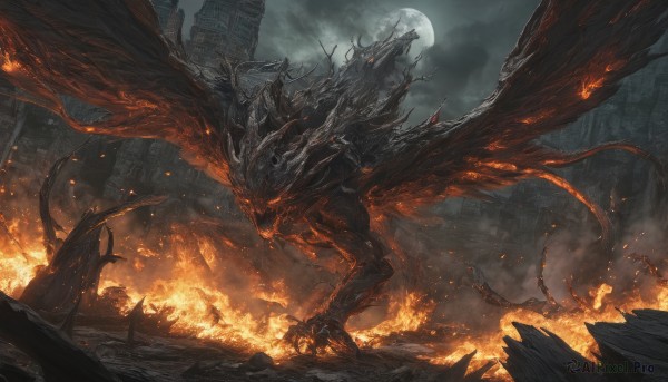 A striking fiery outdoors featuring the elegance of a monster