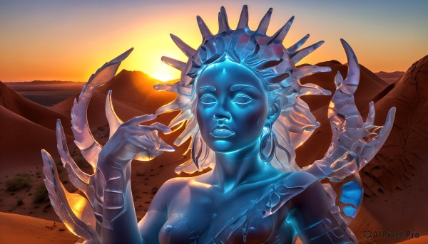 A striking sunset outdoors featuring the elegance of a alien
